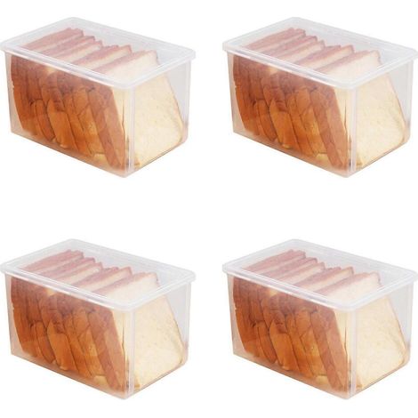 Ensemble de 4 boîtes de conservation pour pain en plastique transparent, avec joint hermétique, pour le plan de travail, la cuisine et le rangement à domicile.-AquaForge (1/4)