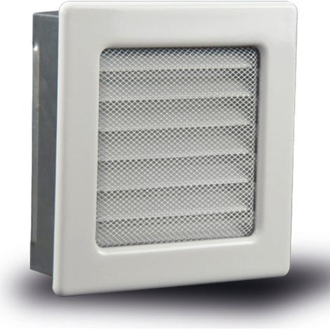 Grille de ventilation fixe avec cadre blanc, lamelles et maille 17 x 17 cm  Conduits et air (1/5)