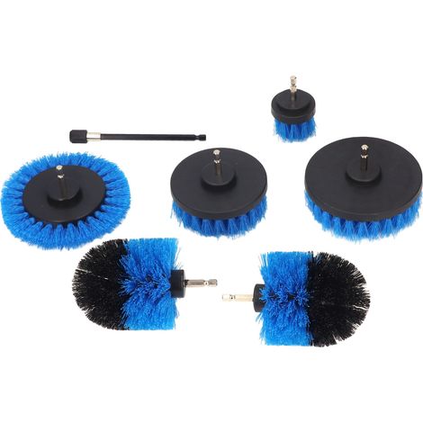 Lot 6 brosses de nettoyage électriques à queue hexagonale 1/4 po, embouts rotatifs pour perceuse avec tige d'extension. (1/5)