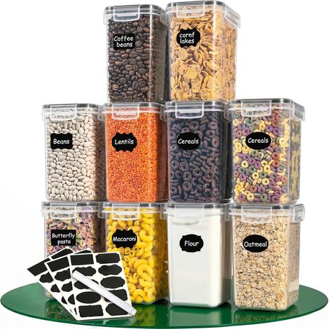 Kitchen Storage Box 1.6 x 10, BPA-Free Plastic Storage Box, Kitchen Storage and Organization Jars, Hermetic Food Box with Lid for Cereals, Pasta, Flour (1/5)
