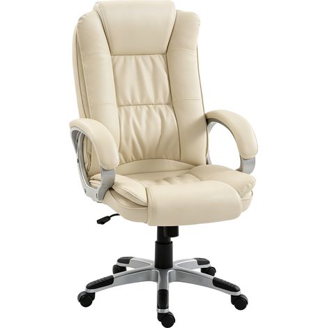 Sedia Ufficio Girevole in Pelle PU, Funzione Dondolo, Schienale Alto, Altezza Regolabile, Capacità 120kg, Nero