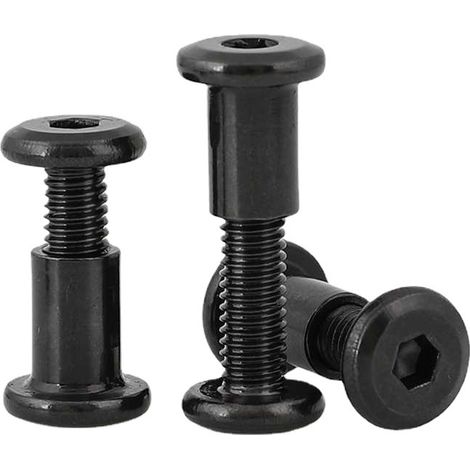 M4x12mm 25 Paires Vis De Connecteur D'armoire,Connexion,Assemblage Meuble en Acier Inoxydable A2 V2A Dacromet Noir (25 Vis Pour Meubles, 25 écrou à Douille)