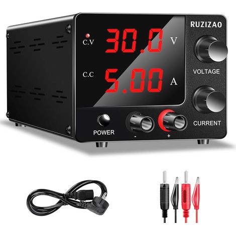 Alimentation de Laboratoire 30V 5A, Alimentation Stabilisée Réglable avec Encodeur de Précision d'Alimentation Laboratoire Portable avec Affichage LED à 3 Chiffres Mini d'Alimentation Réglable (1/5)