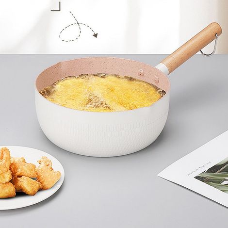 Poêle Yukihira, poêle antiadhésive japonaise, pour la cuisson des nouilles instantanées, des aliments pour bébés, petite casserole à soupe domestique, pot à lait en pierre de Maifan, 18 cm. (1/5)
