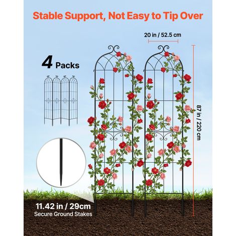 Treillis de Jardin Métal 52,5x220 cm Support de Plante Grimpante Lot de 4 Treillis pour Rosiers, Tomates, Concombres, Fleurs Légume… (1/5)