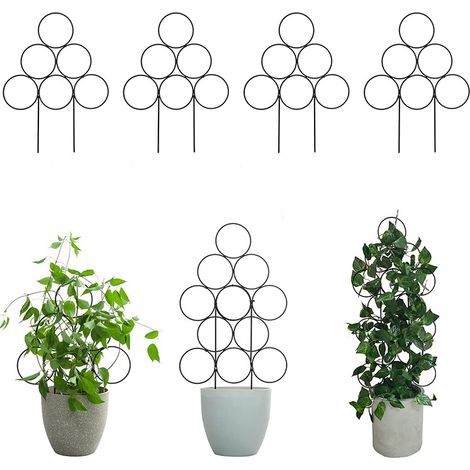 Cadre d'escalade en fer forgé 4 pièces, cadre d'escalade pour plantes d'extérieur, poteau de support noir pour plantes 40x30cm (1/5)