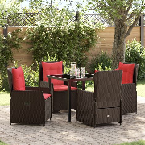Conjunto de Comedor de Jardín 5 uds. Marrón Poliratán vidaXL (1/5)