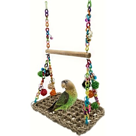 Jouet balançoire pour oiseaux, balançoire filet d'escalade, hamac de jeu pour oiseaux avec balle à mâcher (1/5)