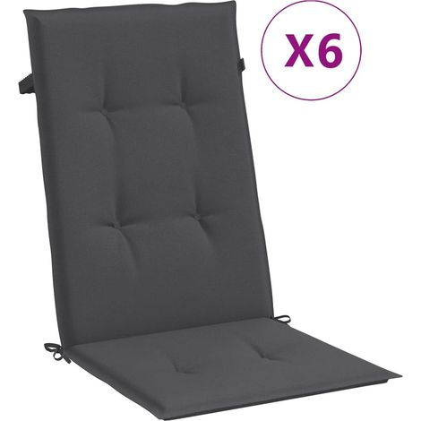 Coussins de chaise à dossier haut lot de 6 anthracite mélangé (1/5)