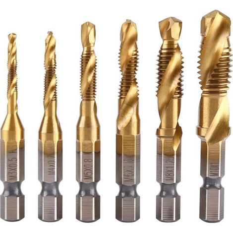 Coffret de 6 tarauds HSS M3-M10 – Revêtement titane pour résistance à la rouille – Haute précision et efficacité de taraudage (1/5)