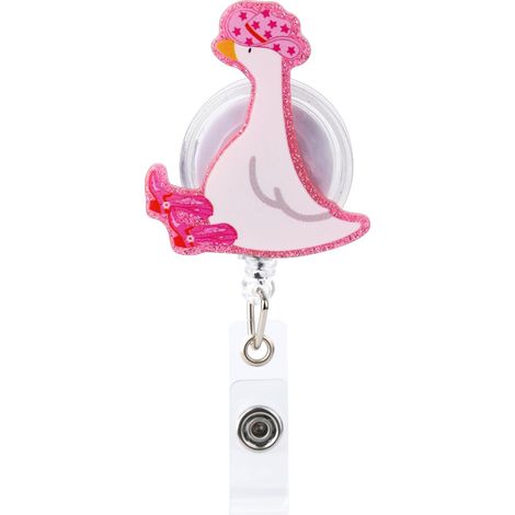 Porte-Badge Rétractable en Forme d'Oie avec Pince Crocodile Accessoire pour Infirmières Médecins Enseignants Travailleurs Médicaux (1/5)