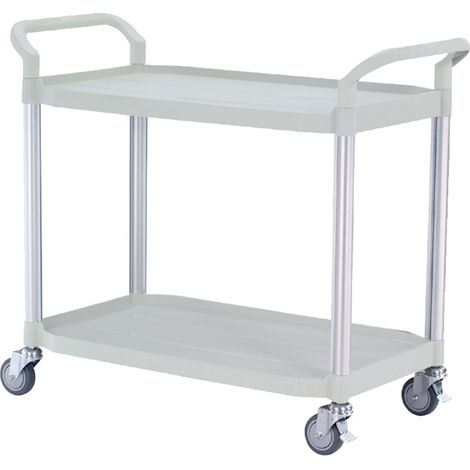 Chariot de service polypropylène Gris clair 2 Plateaux 1100 x 520 x H950 mm - Matériel CHR Pro