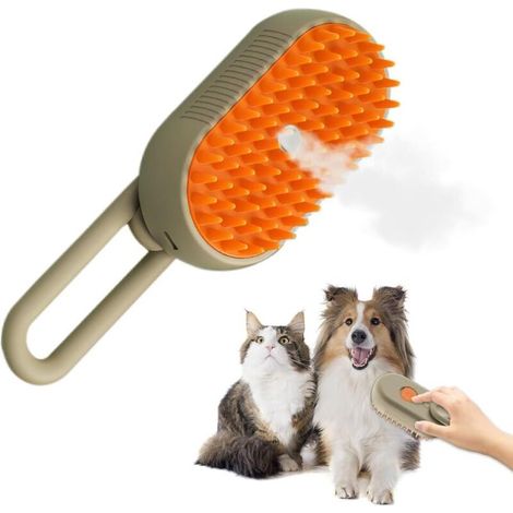 Steamy Cat Brush, 3 in 1 Cat Spray Massage Comb, Cat Steam Brush for Massage, Multi-function Cat Grooming Brush (Coffee) (1/5)