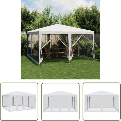 vidaXL Tente de fête avec 8 parois latérales en maille blanc 4x4m PEHD (1/5)