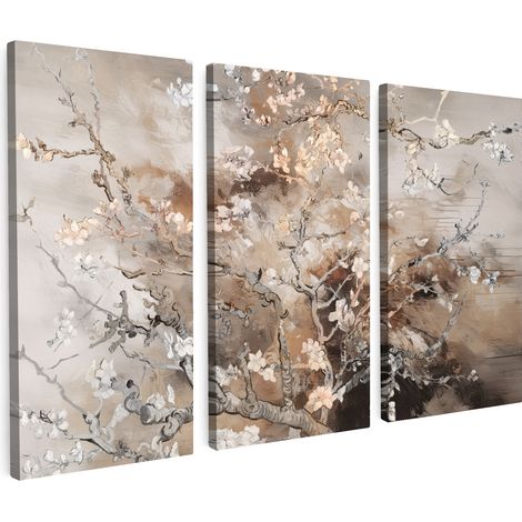 MULTI-PANEL WALL ART Trittico Set of 3 Almond Blossom - Abstract - Beige 60x40 cm