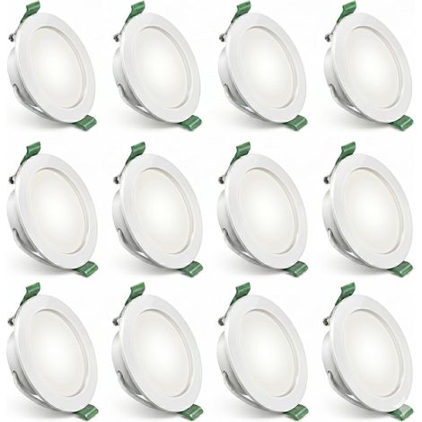 Yiahin Spot LED Encastrable Extra Plat Lot de 12 4W 339LM Blanc Neutre 4000K Plafonnier LED en Plastique Ø92mm Ultra Mince 28mm Éclairage Plafond pour Salon Cuisine Couloir Non Dimmable (1/5)