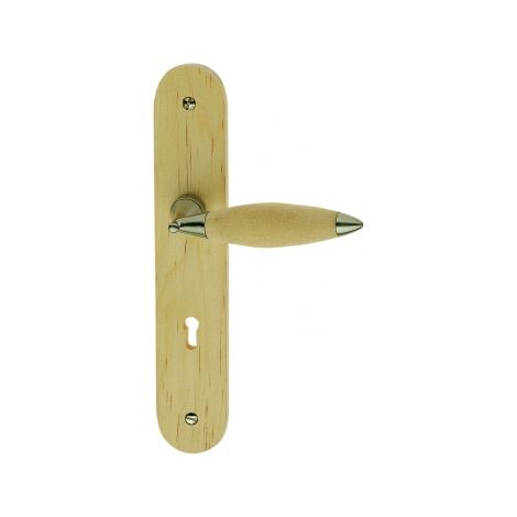 Ouvre&Déco – Poignées de porte ATHENA à cylindre en bois brut – Entraxe 195 mm – Finition prête à peindre – Pour épaisseur de porte 35 à 40 mm