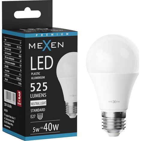 Mexen Nova Bombilla LED E27, A60, 5W, Neutra - 4000K, 525 lm - L100-E27-0540-01 (1/5)
