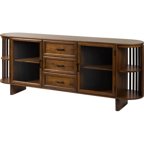 Buffet 200x40x80 en bois d'Acacia naturel laqué MADRID 56 (1/4)