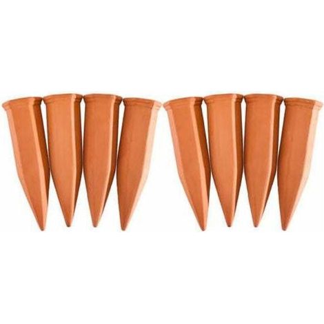 Cônes d'arrosage en terre cuite, ensemble de 8 pièces, adaptés aux bouteilles d'eau pour animaux de 1,5 L, aux pots de fleurs et aux plantes en pot, fabriqués en terre cuite. (1/4)
