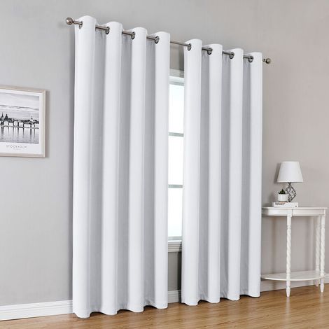 ® Rideaux Occultants Thermiques pour Salon et Chambre, 140240cm (HxL), blanc– Rideau Unis Opaque a Oeillets, Isolant Thermique (1/5)