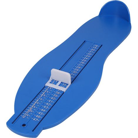 Cinta métrica para medir el tamaño del calzado, utilizada para medir tallas de zapatos (de la 18 a la 47), color azul. (1/5)