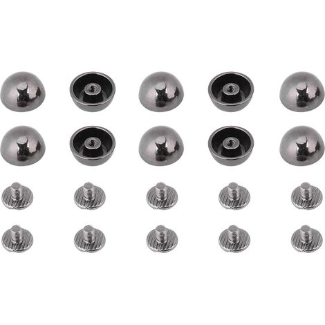 20 rivets, clous et vis en forme de champignon pour la décoration de ceintures, sacs et chaussures en cuir (noir)