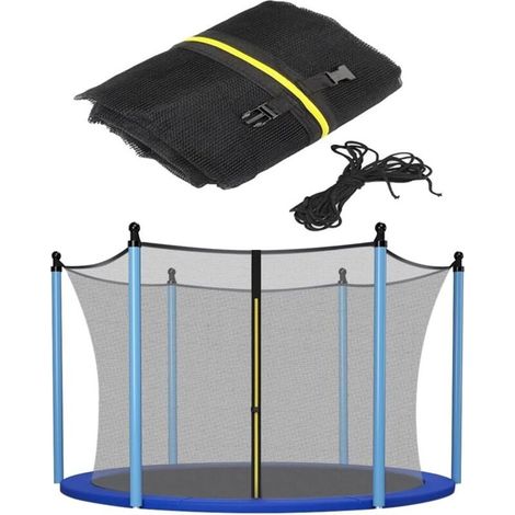 Filet de sécurité de rechange pour trampoline - Résistant aux UV - 6 pôles - Diamètre : 244, 366, 427 cm - Montage facile - Porte d'entrée avec fermeture éclair -8FT (1/5)
