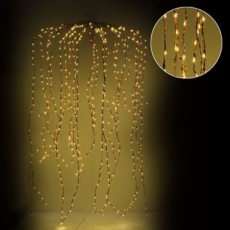 Luce cascata 648 led fissi+81 flash caldo al. fissa filo rame 70xh220x6 (1/2)