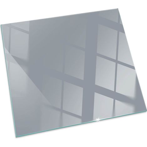 Plaque en verre trempé de sol décorative imprimée premium sous cheminée Couleur Gris Carrée 60x60 cm (1/5)