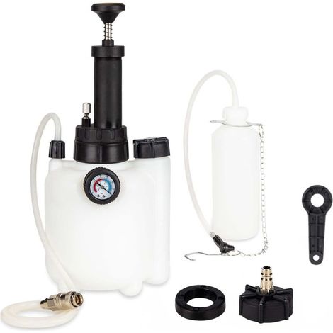 Purgeur de Frein 3L avec Manomètre - Kit Purge Frein Voiture - Appareil de Purge des Freins Pressurisé pour Remplacement Liquide de Frein – Adaptateur Inclus - Entreprise Française (1/5)