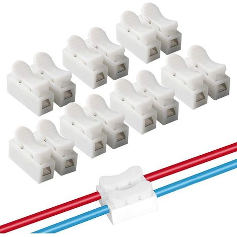 100Pcs CH2 Quick Spring Connector, Quick Connect Terminal Block, Spring Wire Connector, Wire Clamp Spring Connector, for LED Strip Light Wire (1/3)