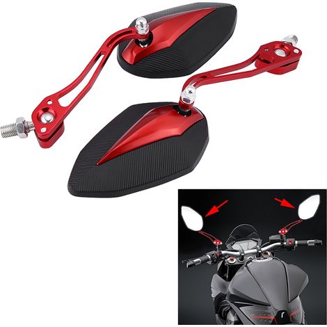 Universelle rote Motorrad-/Rollerspiegel – Set mit 2 Rückspiegeln (8 mm und 10 mm) für Motorräder (1/5)