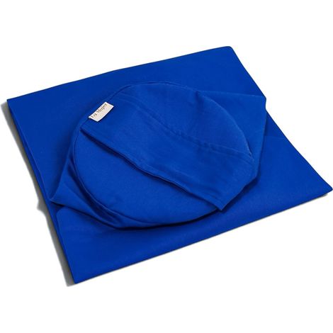 Fodera per rullo in pula di grano saraceno, cuscino cilindrico - blu cotone