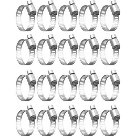 20 Pièces Collier De Serrage Tuyau, Collier De Serrage Tuyau Réglable 20-32mm, 304 Collier De Serrage Inox, Collier Serrage Métallique, Pour Tuyau, Home Gaz, Famille Tuyau D'eau, Câble, Robinet, Etc (1/5)