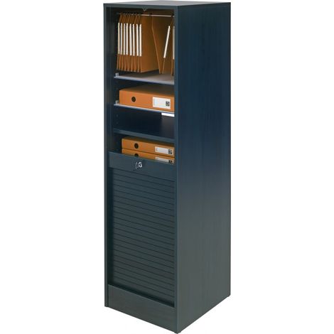 Beaux Meubles Pas Chers – Classeur à rideau 8 tablettes – Dimensions L 41,4 x H 140,4 x P 44 cm – Fermeture à clé – Structure mélaminée E0.5