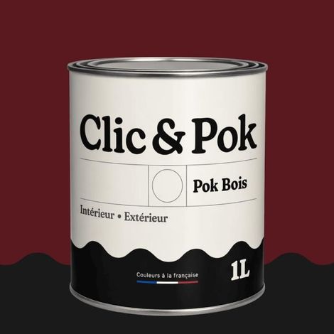 Peinture Bois Extérieur – POK BOIS - 1L - RAL 3005 - Rouge vin- Résistante aux intempéries - Ne s'écaille pas
