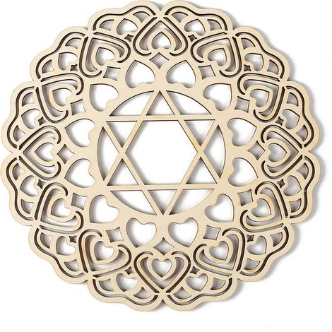 Chakra du cœur - Décoration murale en bois - 28 cm - Géométrie sacrée - Symbole spirituel pour yoga, méditation, maison, chambre à coucher, salon (1/5)