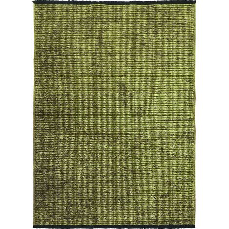 MILANO - Tapis tissé plat coton noir et reflet lumière vert 160x230 (1/5)