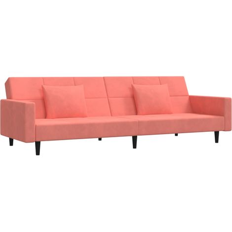 Canapé  Sofa-lit à 2 places avec deux oreillers Rose Velours