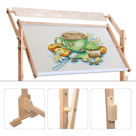 Support de broderie réglable, support de point de croix en bois, maison Bureau broderie couture bricolage stand, stand de plancher, 87,5 85cm (1/5)