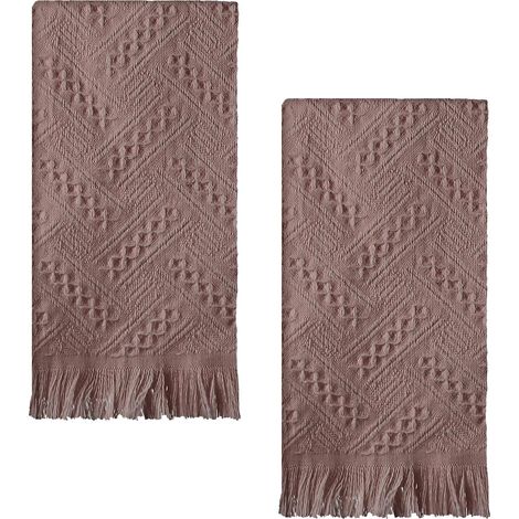 2 PCS Torchon Cuisine, 7534 CM Torchon Cuisine Coton, Serviette Set, Torchons Cuisines Vaisselle, Très Absorbant, Doux Et Confortable, Style Bohème, Idéal Pour La Cuisines Et La Salle de Bain/Marron (1/5)