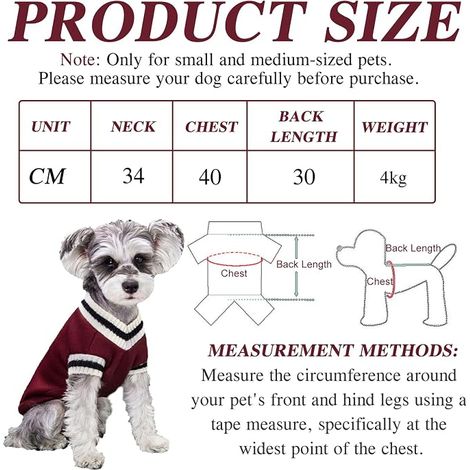 Dog Jumper, Dog Pyjamas, Academic Style Cat Jumper, Dog Clothes with Thin Fleece Layer, Pulls-Overs for Puppies, Suitable for Small Dogs, Green and Red, M (1/4)