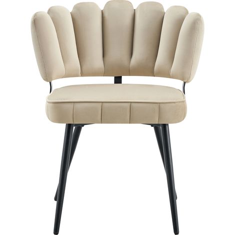 Lot de 2 chaises de salle à manger en velours à dossier fleur et pieds métalliques noirs (1/5)
