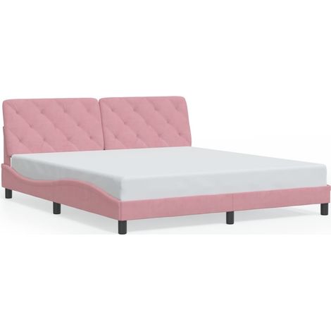 Lit double，Lit adulte，Cadre de lit sans matelas rose 180x200 cm velours CFW5760876 (1/5)