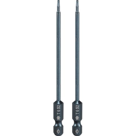 2 Pièce Embout de Tournevis Torx Magnétique, T6 1/4" Hex Tige Longueur 100mm Embout de Vissage Long Hexagonal en Acier S2 avec Trou pour Retirer les Vis de Fixation Outils (1/5)