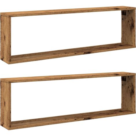 Étagères cube murales 2 pcs Étagères flottantes vieux bois 100x15x30 cm (1/5)