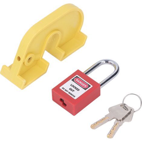 Verrouillage du disjoncteur avec cadenas de sécurité de 38 mm, 2 clés, résistant à l'usure, résistance aux différences de température (1/5)