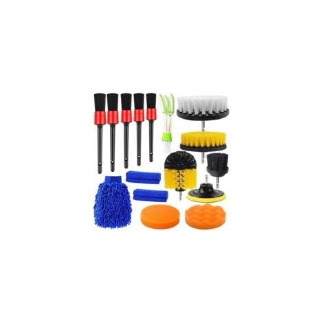 Para Coavas – Kit de limpieza para autos de 16 piezas – Cepillo de detalle y cepillo para taladro – Toallas de microfibra – Limpieza interior y exterior – 16 piezas