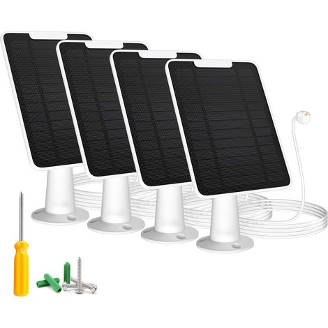 Lot de 4 chargeurs solaires 6 W compatibles Google Nest Cam extérieur-intérieur (version batterie), énergie solaire, IP65 (1/5)